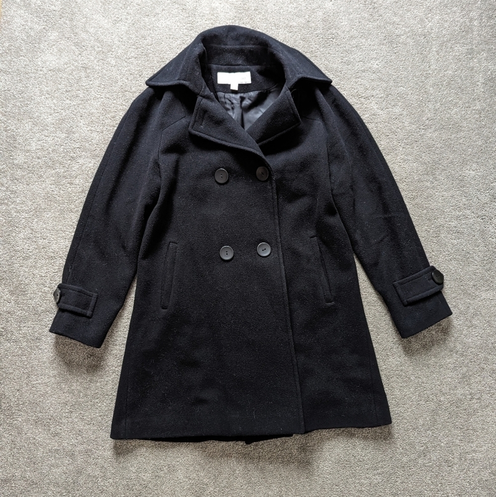 Liz Claiborne Women's Black Wool Winter Jacket Size 8 Quiet Luxury Old Money